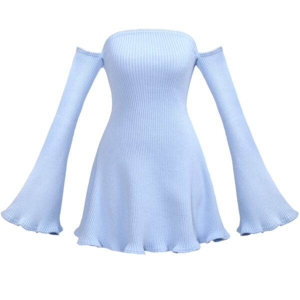 Powder Blue Allure Rib Knit Jumper Mini Dress Lox6