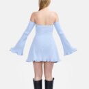 Powder Blue Allure Rib Knit Jumper Mini Dress Lox6