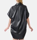 Black Vegan Leather Oversized Shirt Lox2