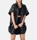 Black Vegan Leather Oversized Shirt Lox2