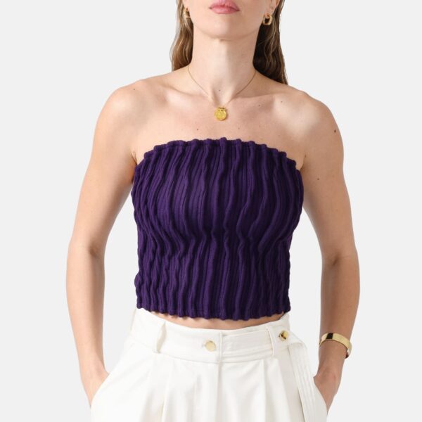 Rib Knit Tube Top Purple Top Lox4 - Image 2